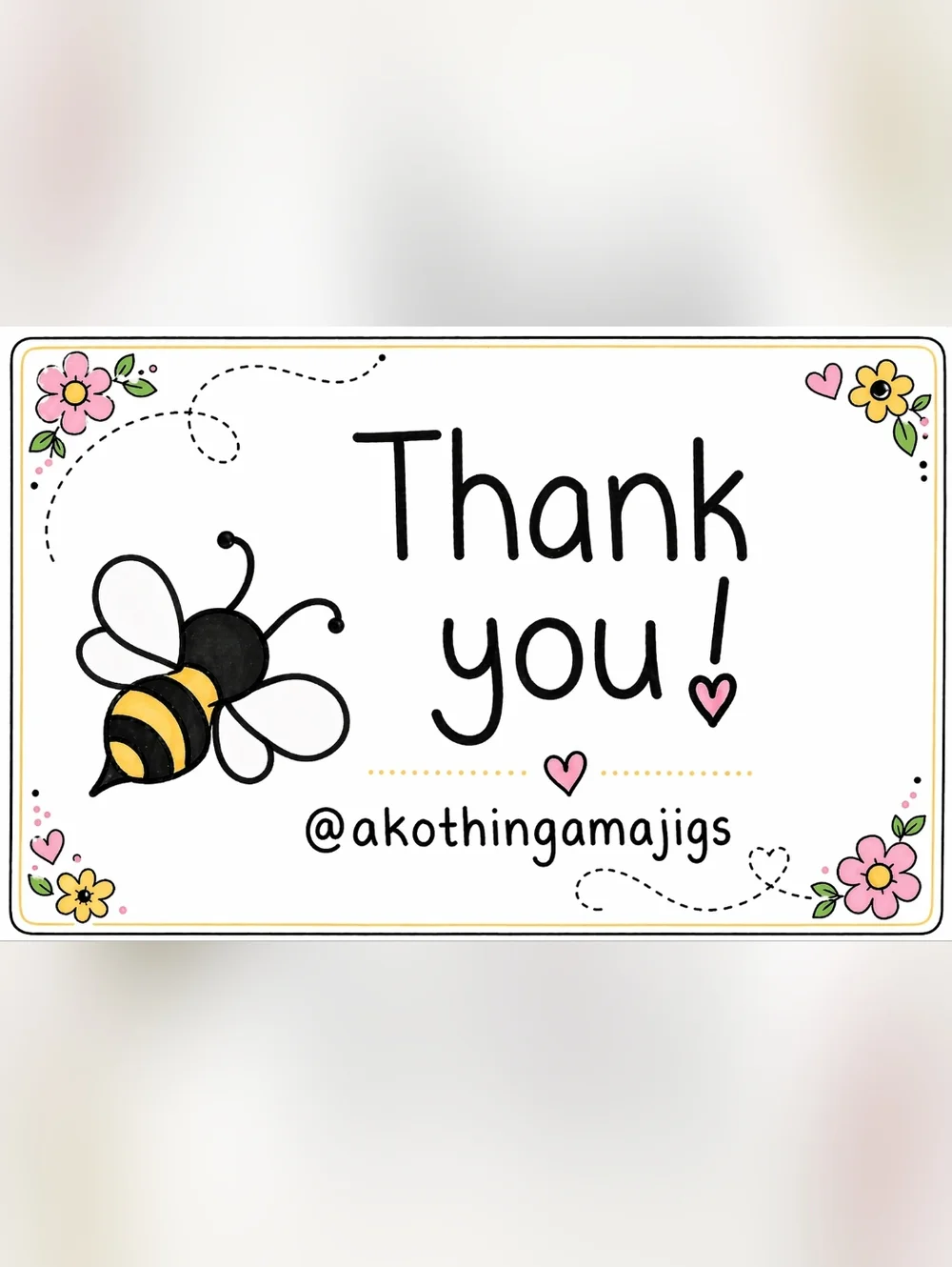 @akothingamajigs Thank You Big Bumble Bee 50 Count Business Cards